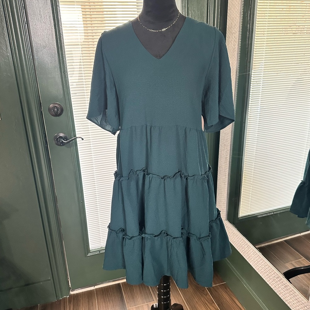 Arula Teal Ruffle Dress